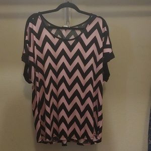 Black/Pink Chevron Blouse
